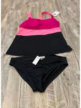 New Nike Women's Black And Pink Swim Tankini Set Size M